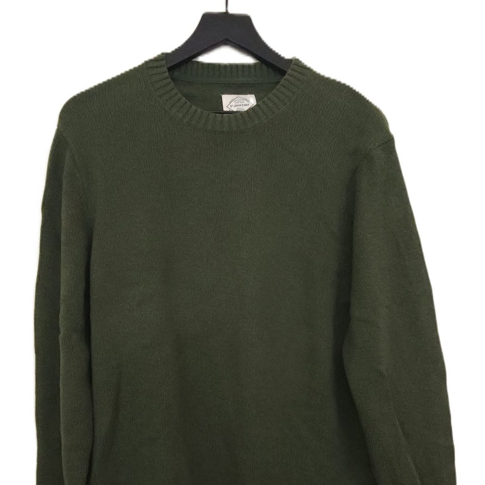 100% Cotton Saint John's Bay Large Olive Green Knit Sweater